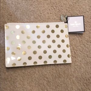 NWT Kate Spade designer pencil pouch polkadot